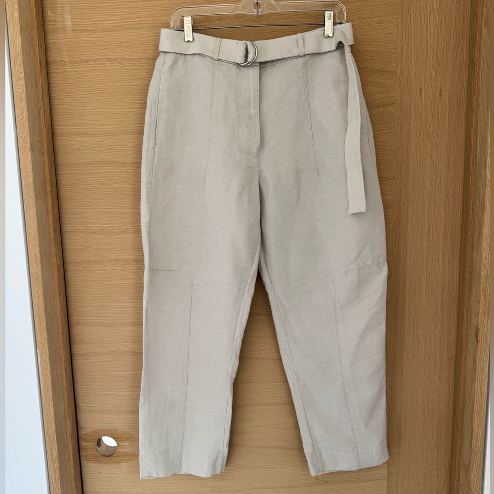 Banana Republic Cream High-Rise Barrel Wide-Leg Tencel Linen Pant - size 6